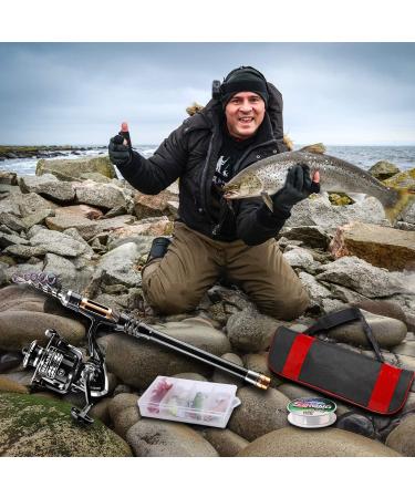 Buy Angelrute Complete Set - Telescopic Carbon Fiber Fishing Rod & Combo Kit for Salt & Fresh Water - 2.7m - Ideal for Kids & Adults - Includes Fishing Cord Bait & Carrying Bag - Buy Online on GoSupps.com