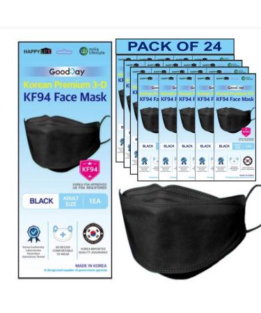 [Happy Life] Premium 3D Black KF94 Face Mask, Good Day, Individual Pack Made in Korea (24)