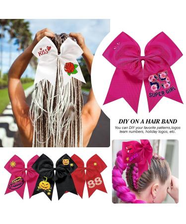 4pcs Large Cheer Hair Bows Ties - 8 Inch Grosgrain Ribbon Elastic Bands - Perfect for School, College, Sports, Cheerleading - Black/White/Red/Pink - Buy Online on GoSupps.com