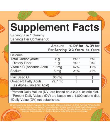 MaryRuth Organics Vegan Omega 3 Gummies for Kids 2+ 2 Month Supply Sugar Free Omega 3 Supplement with Vitamin C Flaxseed Oil Immune Support Essential Nutrient ALA No Fish Taste 60 Count - Buy Online on GoSupps.com
