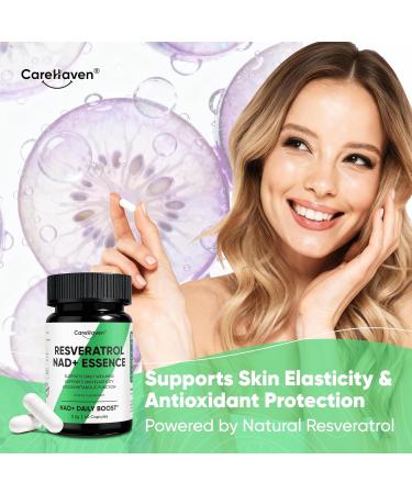 CareHaven NAD+ Resveratrol Essence Capsules - 5mg NAD+ & Lion's Mane Mushroom - Supports Healthy Cell Function & Daily Wellness - 60 Active Dietary Capsules (1PCS) - Buy Online on GoSupps.com