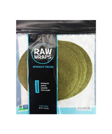 Raw Wraps, Gluten Free, Paleo, and Keto Friendly, Shelf Stable, 6 Tacos per Pack , Vegan, Non-GMO, No Added Salt or Sugar, Yeast Free, Low Carb Tortilla Wraps, Spinach Flavor 2 Ounce (Pack of 1)