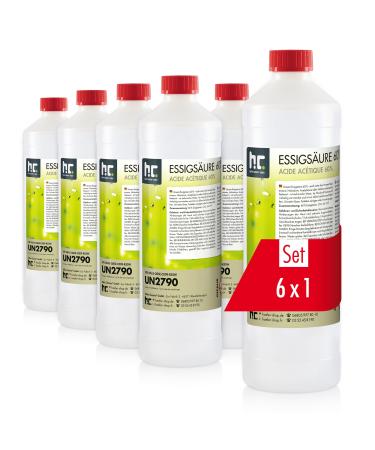 H fer Chemie 6x 1 L acetic acid 60% - optimal cleaner and descaler - Premium quality Made in Germany 1 l (pack of 6)