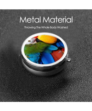 Fantastic Parrot Feather Printed Mini Round Pill Box | 3 Compartment Travel Organizer | Portable Medicine Case for Home & Office - Buy Online on GoSupps.com