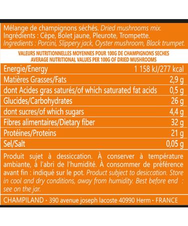 Champiland - Mix of Dried Mushrooms with Forest Flavor - Ceps Luteus Oyster Mushrooms Trumpets - Hand-Sorted in the S - Buy Online on GoSupps.com