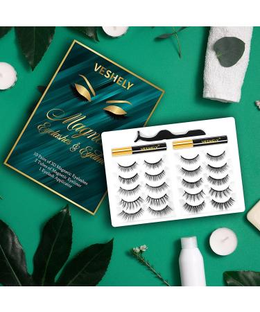 VESHELY Magnetic Eyelashes & Eyeliner Kit â€“ 10 Pairs 3D6D Natural Look, Waterproof & Easy to Remove - Buy Online on GoSupps.com