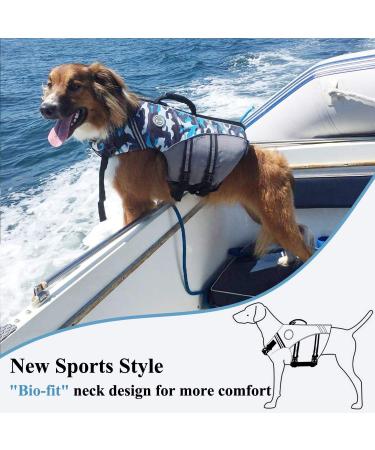 Vivaglory Camo Blue Dog Life Jacket - Durable Adjustable Floatation for Large Dogs (Chest 66-79 cm) - Excellent Buoyancy & Safe Fastening System - Buy Online on GoSupps.com