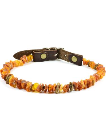 Elegant Baltic Amber Dog & Cat Necklace - Flea & Tick Protection Collar with Leather Clasp | Anti-Tick & Vermin Safety for Pets - Buy Online on GoSupps.com
