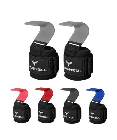 YAGHZU Weight Lifting Hooks for Women and Men Heavy Duty Lifting Straps for Weightlifting Padded Wrist Straps for Weightlifting and Powerlifting Premium Deadlift Straps for Pull Ups Weight Lifting Gloves with Hooks Wrist Straps Support Lifting Grips Grey