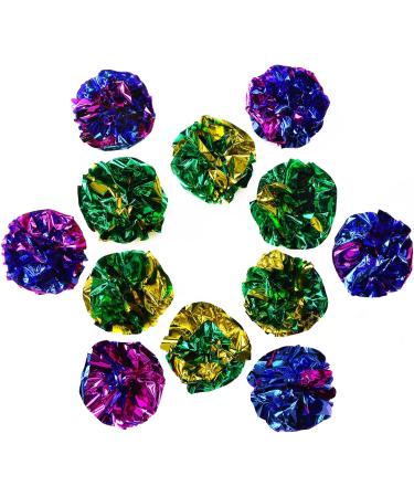 Chiwava 24PCS 1.6" Mylar Balls Shiny Crinkle Cat Toys Ball Kitten Crackle Lightweight Play Assorted Color - Buy Online on GoSupps.com