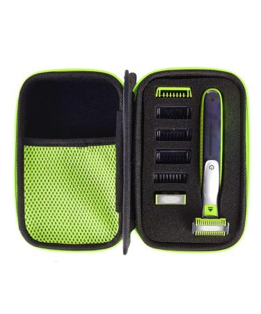 Hard Travel Case for Oneblade QP2520 QP2530 QP2620 QP2630 Shockproof Waterproof Protective Bag with Hand Strap Green