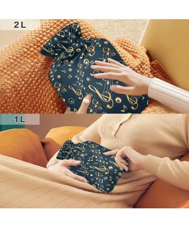 Large BPA-Free Heat Bottle with Musical Notes | 2L Hot Water Bag for Pain Relief & Cold Therapy - Buy Online on GoSupps.com