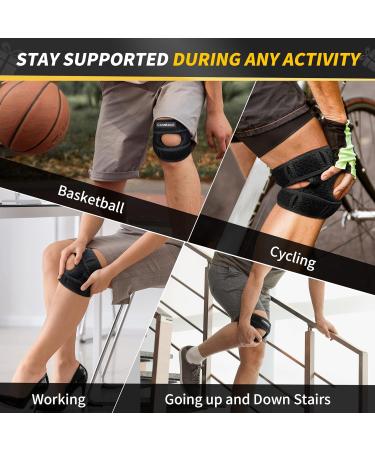 CAMBIVO 2 Pack Patella Knee Braces with Gel Pad for Knee Pain Relief - Large Black - Buy Online on GoSupps.com