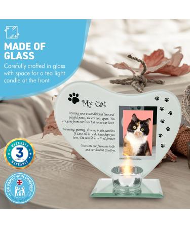 My Cat Glass Memorial Candle Holder and Photo Frame | Grief Sympathy Gift for cat Owners | Memorial plaques for Pets | cat Frame Memorial | Remembrance for cat | cat Candle Holder | in Memory of pet - Buy Online on GoSupps.com