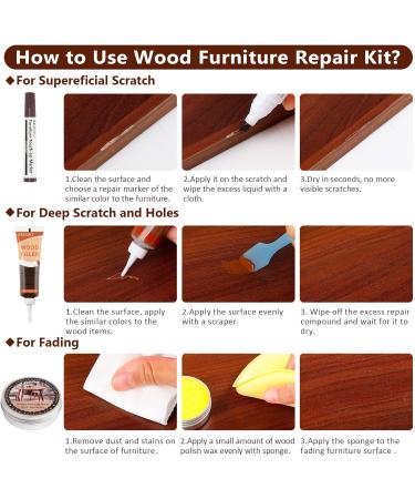 Wood Furniture Repair Kit - Restore Holes Scratches & Cracks on Wooden Surfaces with Fillers Putty & Touch-Up Markers - Buy Online on GoSupps.com
