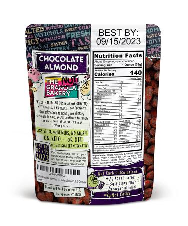 The Nut Bakery Chocolate Almond Keto Snacks - 2g Net Carbs - Low Carb Nuts - 9.5 Ounces (Pack of 1) - Buy Online on GoSupps.com