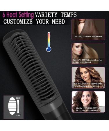 Portable Hair Straightener Brush - Ionic Comb for Quick Styling 6 Heat Settings Ideal for Travel & Home Use - Perfect Gift for Women - Buy Online on GoSupps.com