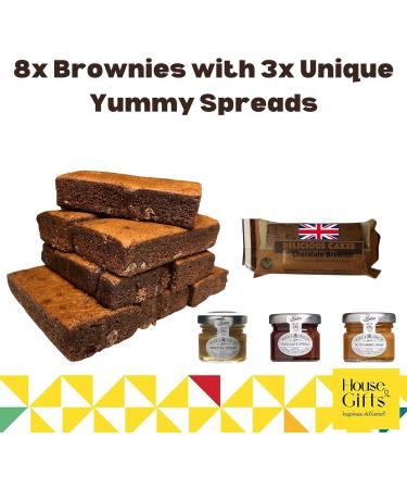 Chocolate Brownie Gift Box by Post | 8 Hand Baked Brownies with Unique Preserves Spreads Including Salted Caramel Chocolate & Banoffee - Buy Online on GoSupps.com