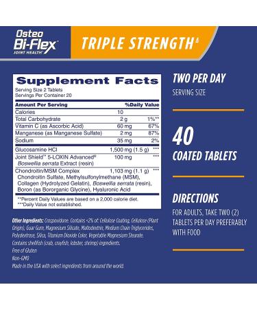 Osteo Bi-Flex Joint Health Triple Strength â€“ 40 Coated Tablets for Ultimate Joint Support - Buy Online on GoSupps.com