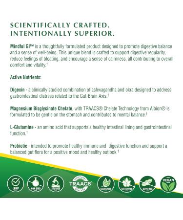 Health Thru Nutrition Mindful GI - Healthy Mind & Gut Complex | with Digexin Magnesium L-Glutamine and Probiotic for Gut-Brain Axis Support | Regularity Bloating Calmness Supplement - Buy Online on GoSupps.com