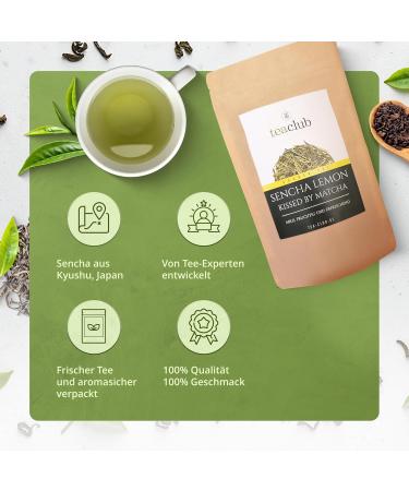  TeaClub TeaClub Sencha Lemon loose leaf green tea 100g Japanese green tea with matcha and lemongrass - Buy Online on GoSupps.com
