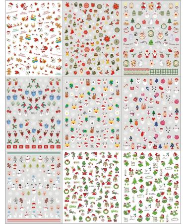 Christmas Nail Stickers 9 Sheets Self-Adhesive Nail Decal for Kids Cartoon Nail Art Decoration Design Supplies - Buy Online on GoSupps.com