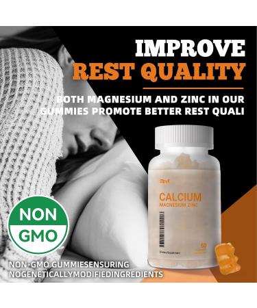 Calcium Magnesium Zinc Gummies with Vitamin D3 & K2 - High Potency Enhanced Absorption -60 Orange Gummies Flavored - Buy Online on GoSupps.com
