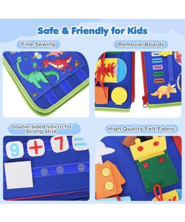 Urmywo Busy Board Montessori Toys for Toddlers 1-5 Years | Motor Skills Activity Board | Ideal Gift for Young Girls | Dinosaur Travel Fun - Buy Online on GoSupps.com