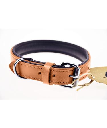 Leather Sniffing Fans Dog Collar - Padded & Robust for Large Medium & Small Dogs (S: 24-30cm Beige) - International Shipping Available - Buy Online on GoSupps.com