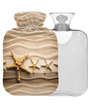 Naanle beach wood Seestern hot water bottle with cover transparent hot water bottle 1l heat bottle for bed hand feet warmer pain relief warmth and cold therapy
