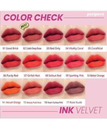 Peripera Lip Ink Velvet Tint - Soft Long-Lasting Rose Makeup | Glowing Cosmetics 4g - Buy Online on GoSupps.com