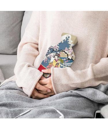 Japanese Wave Heat Bottle with Lid - Cherry Blossom Hot Water Sac for Pain Relief Cramps & Foot Warmers - Buy Online on GoSupps.com