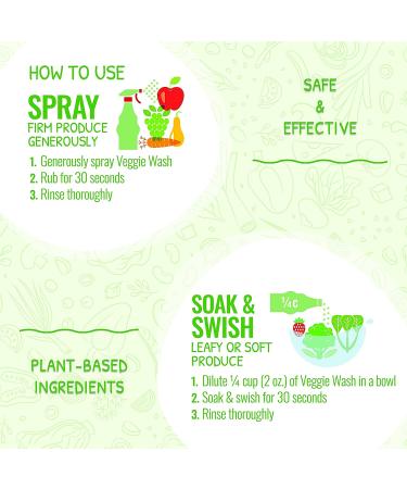 Veggie Wash Fruit & Vegetable Cleaner 16oz - Pack of 2 | Unscented Produce Wash - Buy Online on GoSupps.com