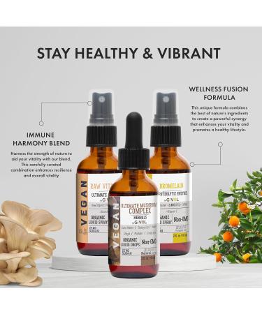Inflammation Defense Bundle | Ultimate Mushroom Complex with Lion's Mane Reishi Cordyceps & Chaga | Raw Vitamin C & Bromelain | Non-GMO Gluten-Free Sugar-Free | 240-Day Supply | 2 Fl Oz - Buy Online on GoSupps.com