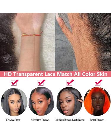 26 Inch Body Wave HD Lace Front Wig | Brazilian Virgin Human Hair | Transparent Lace Frontal Wigs for Black Women | Real Glueless Wig with Baby Hair | 180 Density | Can Be Dyed - Buy Online on GoSupps.com