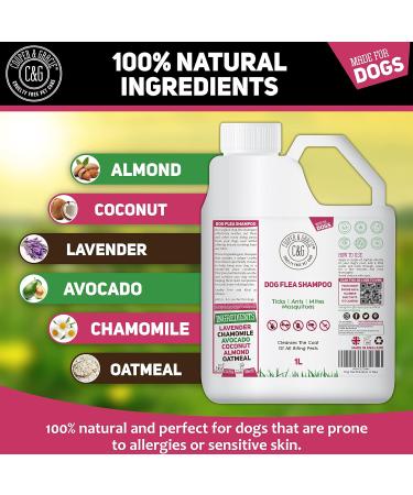 Flea Shampoo for Dogs 1 Litre - Sensitive Itchy Skin Dog and Puppy Grooming - Medicated Fleas Treatment - Buy Online on GoSupps.com