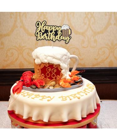 Gyufise 1Pcs Beer Mug Happy Birthday Cake Topper Glitter Cheers Beers Cake Decoration for Celebrating Glorymoment Beer Theme Birthday Theme Party Supplies - Buy Online on GoSupps.com