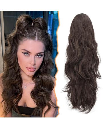 BARSDAR Claw Clip Ponytail Extension Brown Long Wavy Clip in Ponytail Hair Extensions Curly Synthetic Hairpiece for Women Girls Daily Use Party (20'' Chestnut Brown) 20 Inch (Pack of 1) Chestnut Brown - Buy Online on GoSupps.com