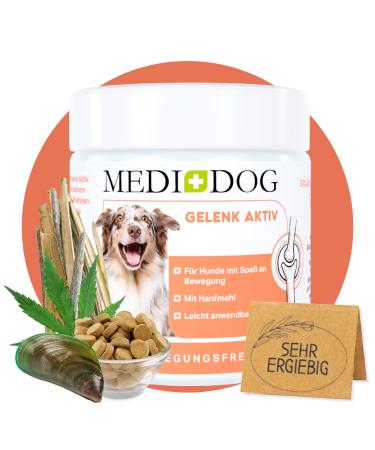 Medidog joint active tablets-approx. 210 tablets-for all dogs-bones & joints with green lip mussel collagen hydrolysate glucosamine hemp MSM devil claw chondroitin and much more - Buy Online on GoSupps.com