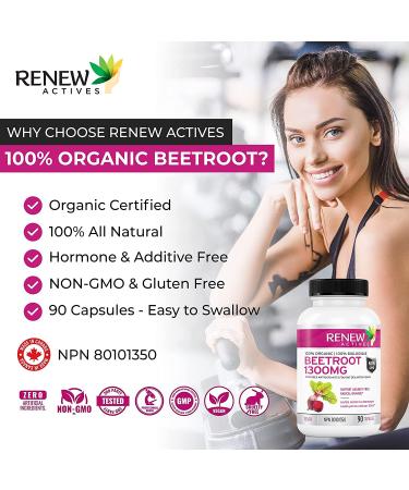Organic Beetroot Supplement 1300mg Extract - Lower Blood Pressure & Boost Energy - 90 Veggie Capsules - Buy Online on GoSupps.com