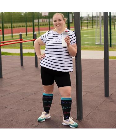Zfsock Compression Stockings for Thick Calves | Medical Support Socks 20-30mmHg for Men & Women | Oversize Travel & Sport Socks for Nurses | 3XL Heartbeat Design - Buy Online on GoSupps.com