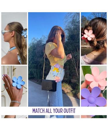 12 Pcs Large Flower Claw Clip Set | Matte Thick Cute Hair Claw Clip for Women Girls - Solid Colors | Hair Accessories by MLMOMVME - Buy Online on GoSupps.com