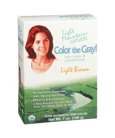 Light Mountain Color the Gray! Natural Hair Color & Conditioner Light Brown 7 oz (198 g)