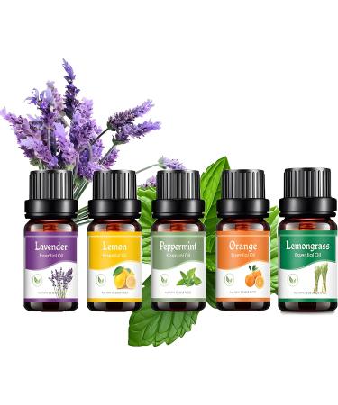 Essential Oils Set - 5 Blends for Diffusers Home Care Candle Making Scents Fragrance Aromatherapy Humidifiers Gifts - Peppermint Lemongrass Lavender Lemon Orange (5pcs) - Buy Online on GoSupps.com