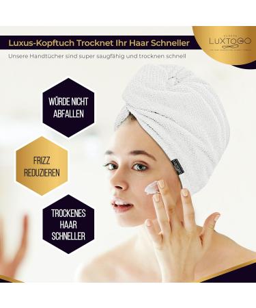 Buy LUXTOGO Fast Dry Hair Towel Turban - 100% Cotton Super Absorbent 2 Pcs White Checkered | International Shipping Available - Buy Online on GoSupps.com