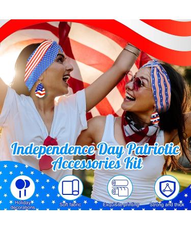 Redbaker 4th of July Accessories: American Flag Headbands and Wooden Earrings Set for Women and Girls - Memorial & Independence Day Party Essentials - Buy Online on GoSupps.com