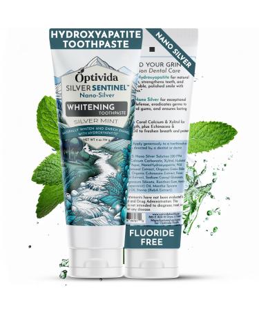 OPTIVIDA Fluoride Free Nano Hydroxyapatite Toothpaste with Colloidal Silver & Xylitol (4oz) to Help Protect Enamel & Cavity Dentist Formulated Remineralizing Toothpaste for Adults & Kids Sensitivity