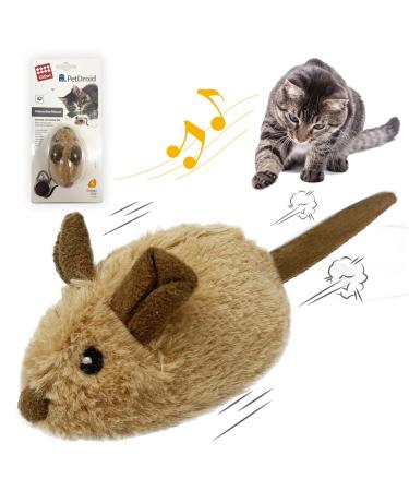 Gigwi Interactive Cat Toy Mouse, Electric Moving Cat Toy with Furry Tail, Automatic Cat Toy Squeaky Mice for Cats Inddor/Outdoor Exercise Brown Mouse (Original)