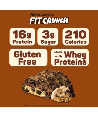 FITCRUNCH Snack Size Protein Bars by Robert Irvine | 6-Layer Baked Bar with Soft Cake Core | 3g Sugar | 18 Bars Chocolate Chip Cookie Dough - Buy Online on GoSupps.com