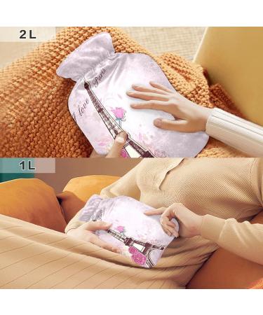 Pink Roses Hot Water Bottle - 1L BPA Free Heat Bag for Pain Relief | Small Cover for Bed Hands & Feet - Buy Online on GoSupps.com